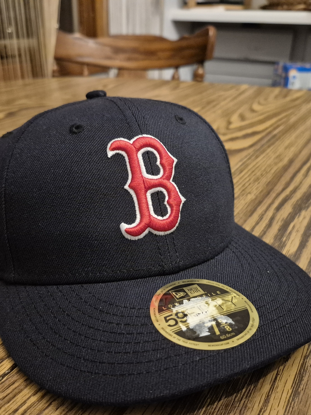 New Era Boston Red Sox Navy Fitted Hat with Red B